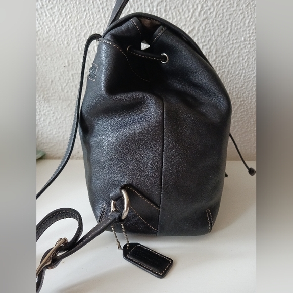 Coach Backpack Legacy 9368 Black Leather Drawstring Clasp Closure - Picture 4 of 13
